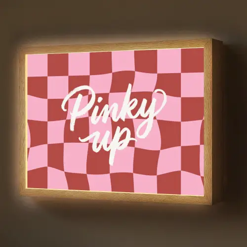 Pinky up - Geblokt - Bordeauxrood Light Box met batterij (Wandlamp) middel -z3d_website