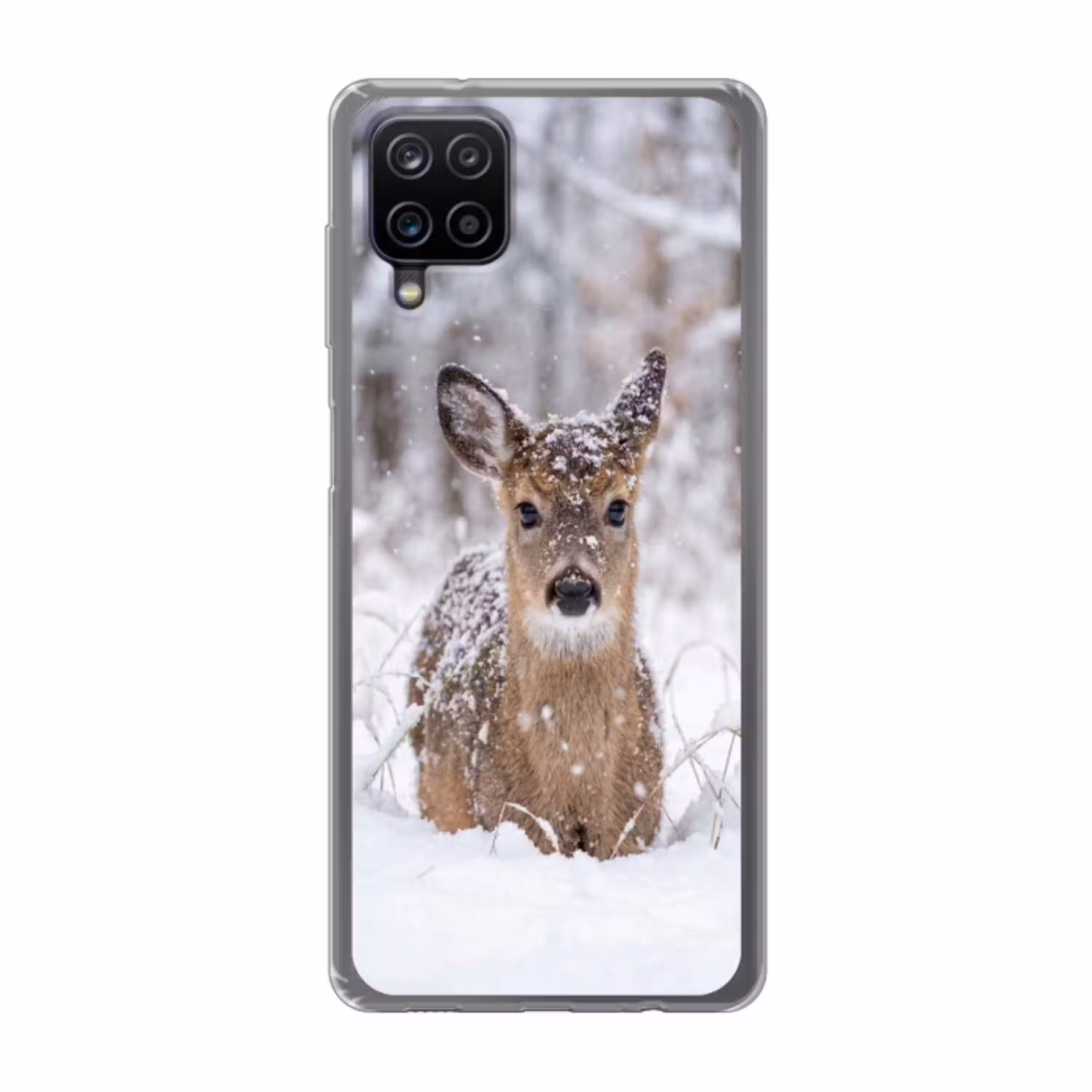 Hert - Sneeuw - Bos - Dieren - Vertederend Telefoonhoesje Samsung Galaxy A12 klein -3d