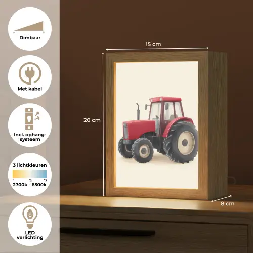 Trekker - Minimalistisch - Illustratie - Rood Light Box met kabel (Kinderlampje) klein -USP_NL