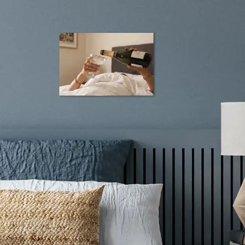 Champagne - Bed - Bubbels poster papier klein -sfeer2