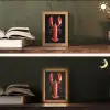 Kreeft - Glossier Rood - Zwart Light Box met kabel (Tafellamp) klein -sfeer3