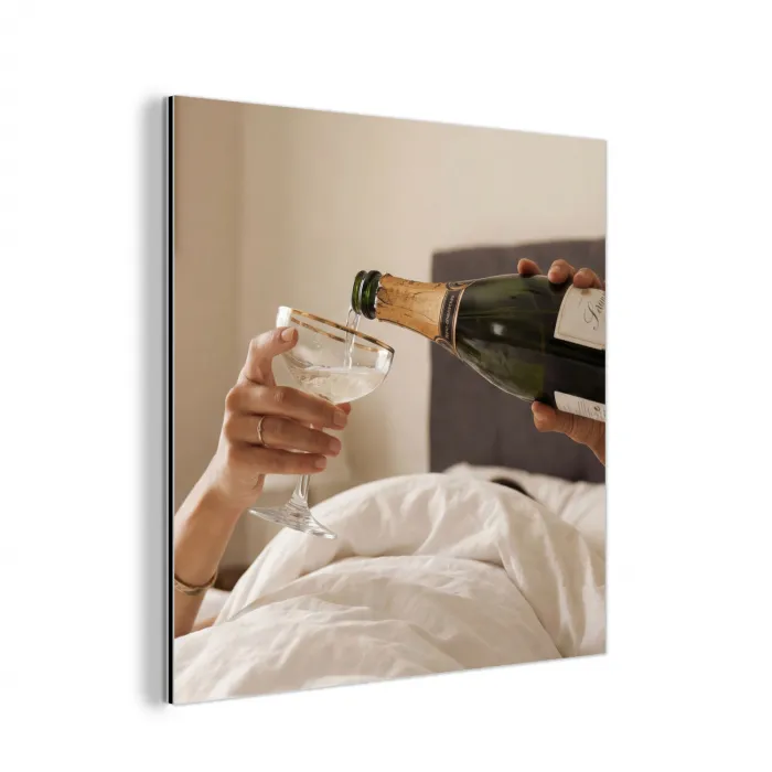 Champagne - Bed - Bubbels aluminium wit klein -3d