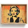 Retro - Vrouw - Koptelefoon - Oranje Dienblad Rechthoek middel -z3d_shopping