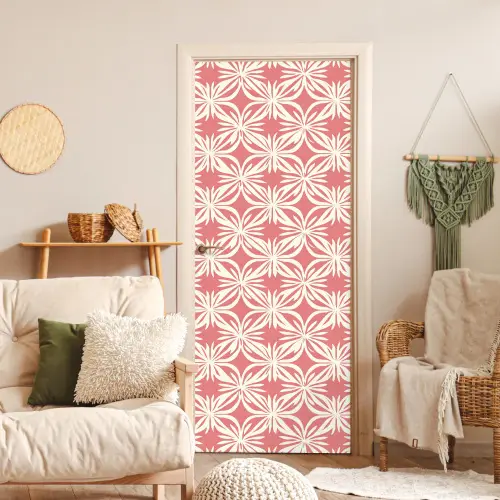 Roze - Bloemenmotief - Wit - Modern deurposter klein 289 -sfeer2