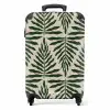 Patroon van bladeren in beige met donkergroen NBS - Handbagage koffer - Kinderen Unisex middel -productfoto_recht