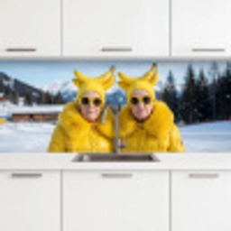 Vrouwen - Bananen - Geel keuken achterwand 2 middel -3d