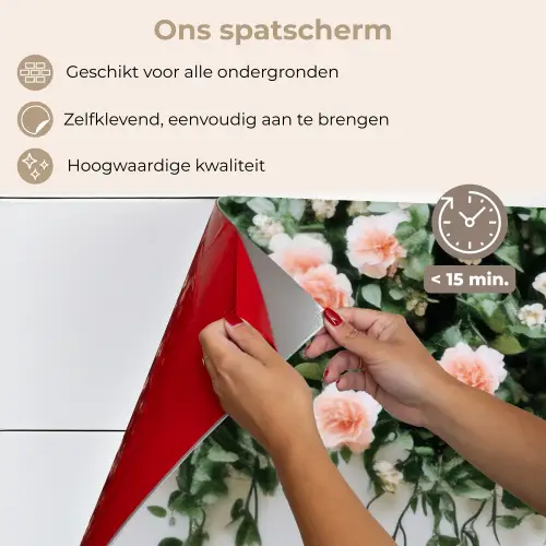 Bloemen - Muur - Rozen - Groen keuken achterwand spatscherm klein -spatscherm_NL