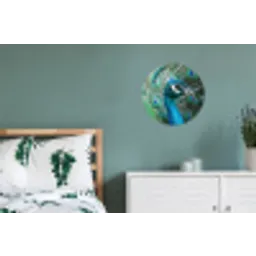 Pauw - Veren - Blauw Wandcirkel aluminium klein -slaapkamer