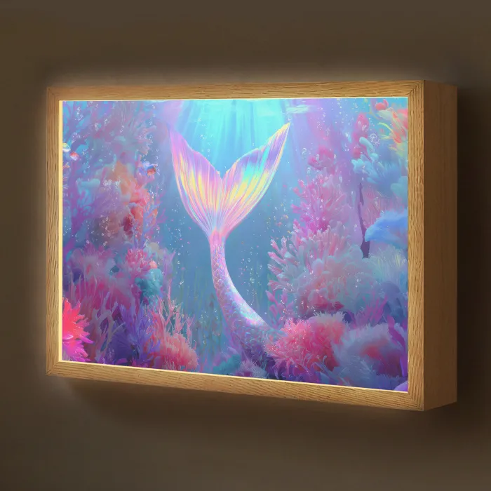 Zeemeerminnenstaart - Koraal - Water Light Box met batterij (Wandlamp kind) middel -z3d_website