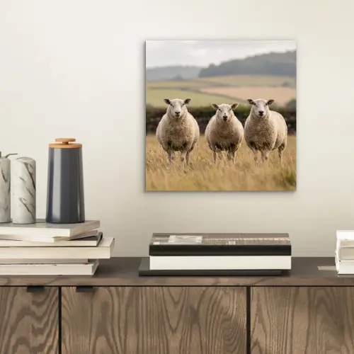Schapen - Weidenlandschap - Heuvels aluminium wit klein -sfeer1