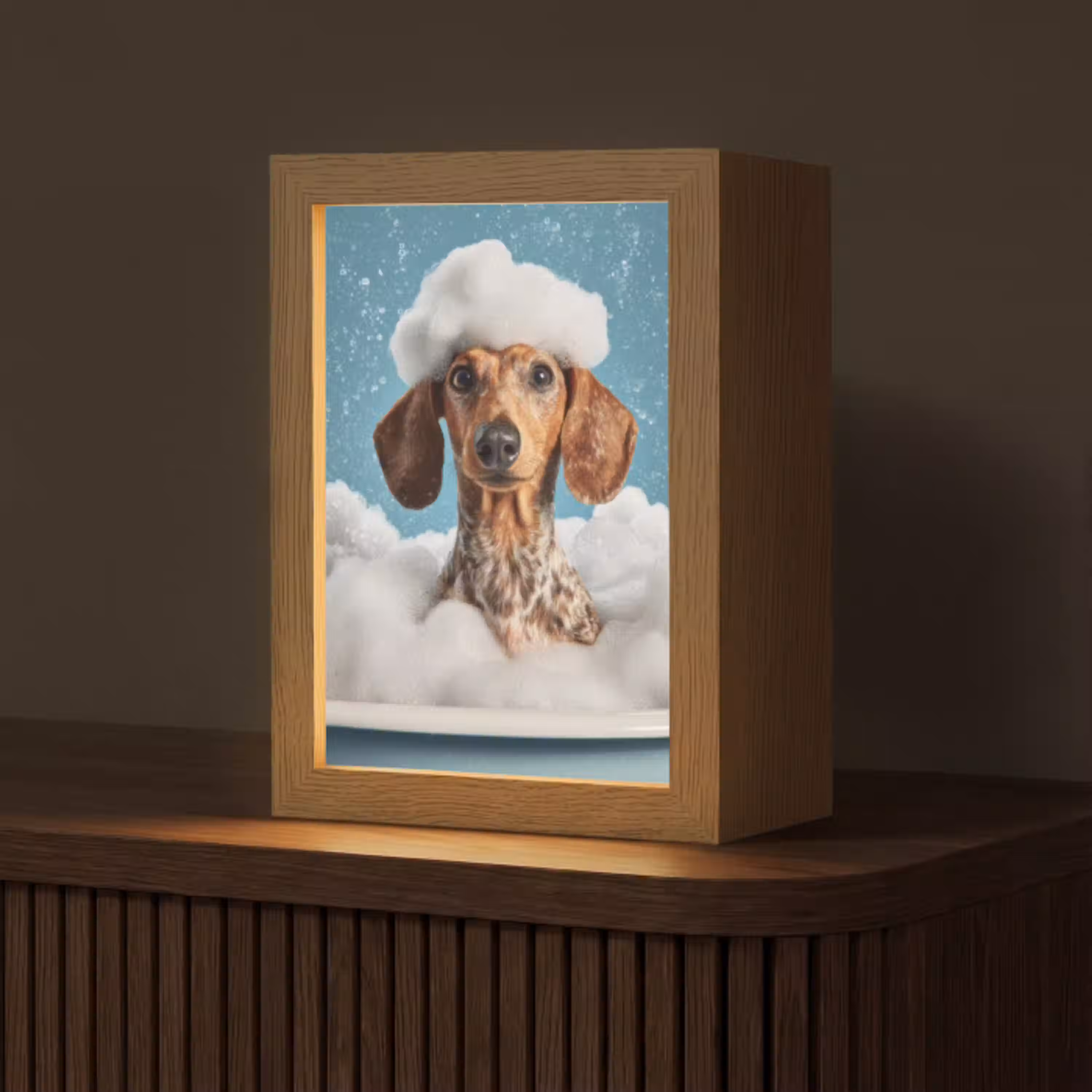 Teckel - Bad - Schuim - Waterdruppels Light Box met kabel (Tafellamp) klein -z3d_website