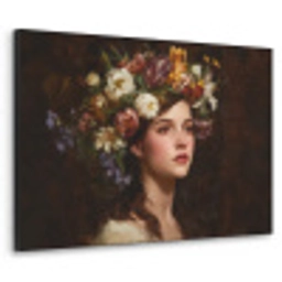 Portret - Vrouw - Bloemen Textielframe - compleet frame klein -3d