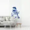 Vogel - Delfts blauw - Illustratie - Bloemen fotobehang vinyl groot -woonkamer