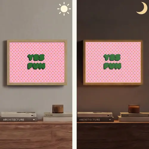 Yes fun - Groen - Roze - Stippen Light Box met batterij (Wandlamp) middel -sfeer3