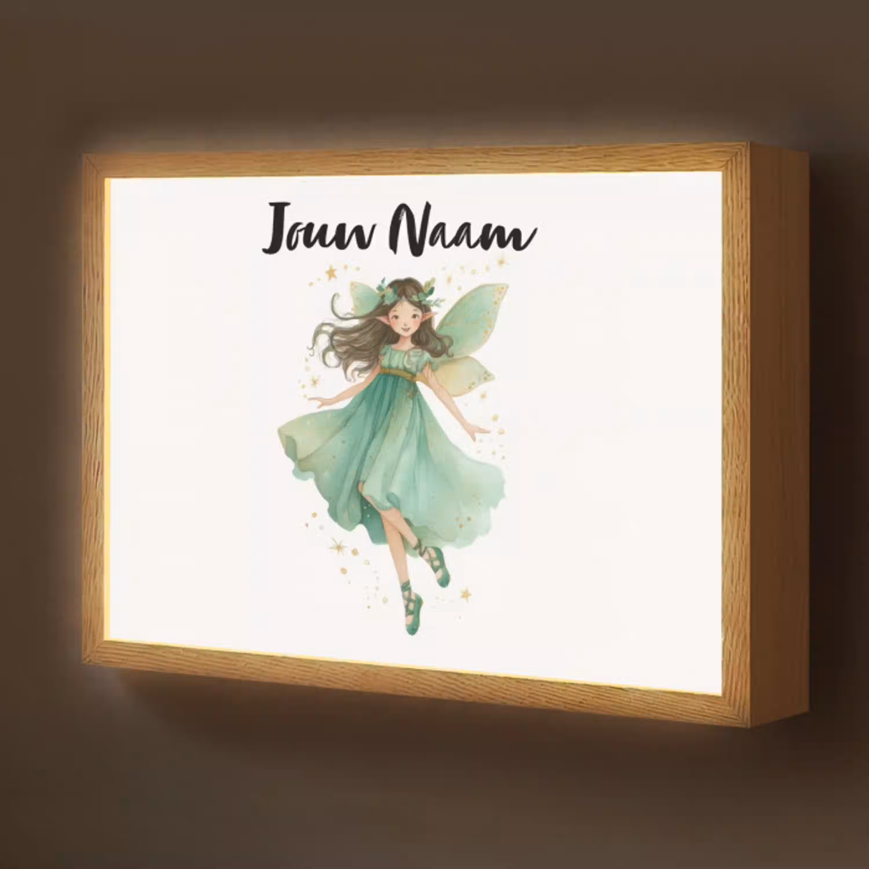 Bosfee - Groen - Sprookje Light Box met batterij (Wandlamp kind) middel -z3d_website