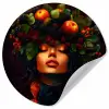 Vrouw - Zwart - Bessen - Bramen - Appels Wandcirkel behangsticker klein -3d