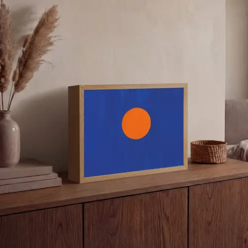 Vorm - Rond - Minimalistisch - Blauw Light Box met batterij (Wandlamp) middel -sfeer2