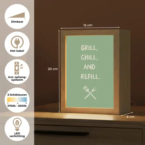 Grill - Groen - Zomer - Quote Light Box met kabel (Tafellamp) klein -USP_NL