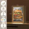 Burger - Eten - Kunst - Grijs - Graffiti Light Box met kabel (Tafellamp) klein -USP_NL