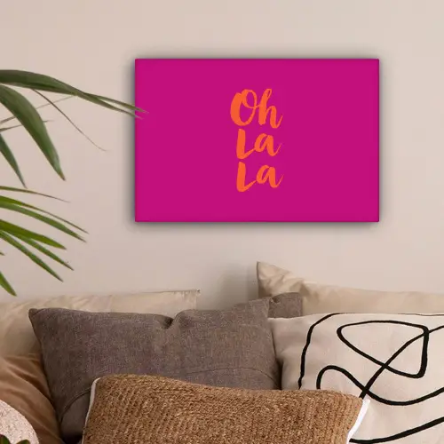 Oh la la - Roze - Oranje - Minimalistisch canvas 2cm klein -sfeer1