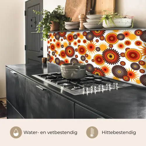 Design - Retro - Oranje - Bloemen keuken achterwand 2 middel 871 -usp_NL