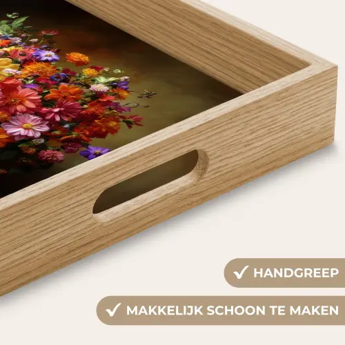 Kleuren - Boeket - Vaas - Hout Dienblad Rechthoek middel -USP_HandgreepNL