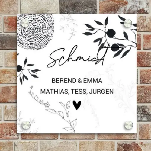Botanisch - Sierlijk Naambord Vierkant klein -sfeer2