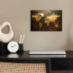 Wereldkaart - Goud - Roest poster papier klein -sfeer1
