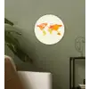 Wereldkaart - Oranje - Kleurrijk Wandcirkel plexiglas klein -sfeer3