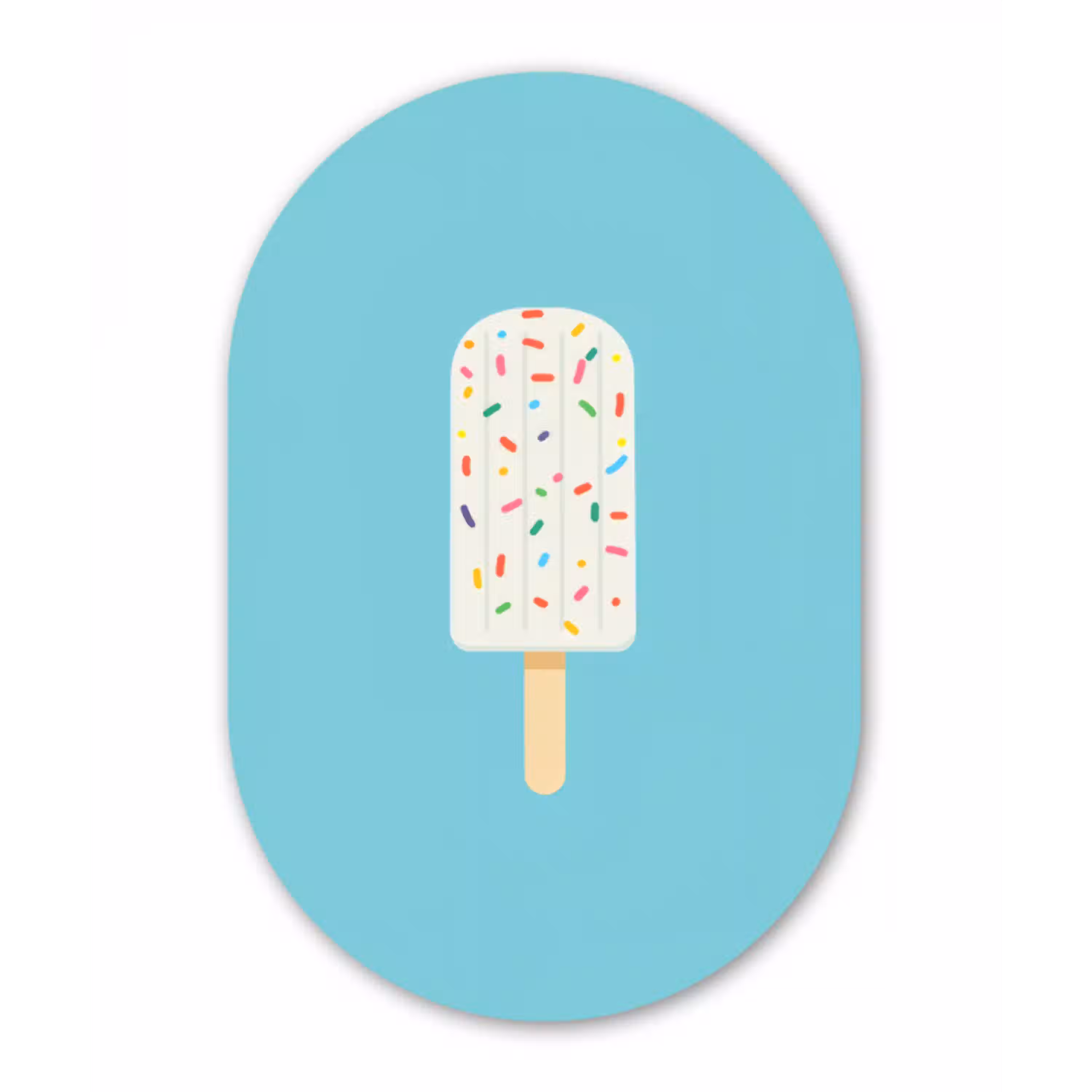 Ijsje - Stokje - Sprinkles - Lichtblauw Wandcirkel Ovaal Forex klein -3d