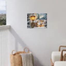 Kerstdorp - Huizen - Sneeuw - Kerst tuinposter los doek klein -sfeer8