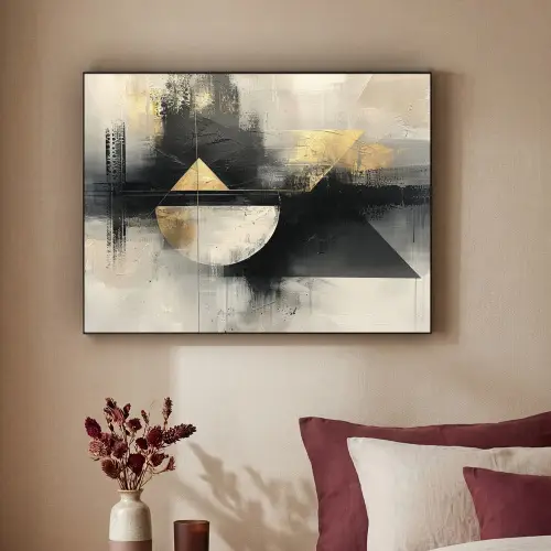 Abstract - Zwart - Verf - Modern Textielframe zwart klein -sfeer1