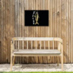 Vis - Zwart - Goud - Tekst Tuinposter op houten frame 2 cm dik klein -sfeer4