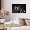Bloemen - Vintage - Pastel - Zwart - Boeket Wandkleed katoen klein -sfeer1