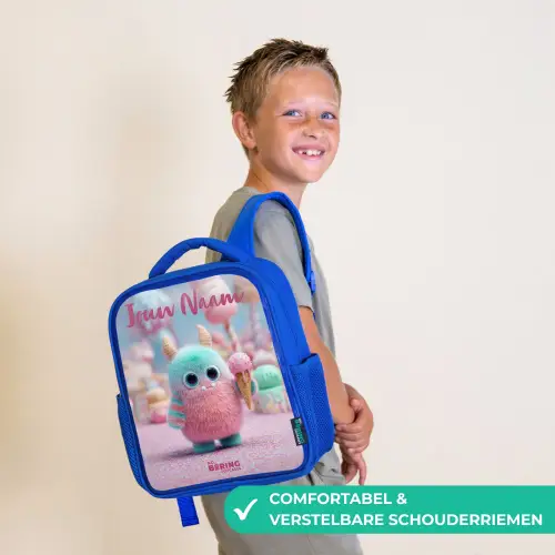Zoet Monstersnoep Avontuur Kinderrugzak - Blauw middel -sfeer3_NL