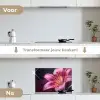 Roze - lelie - Dauwdruppels keuken achterwand spatscherm klein -voor_na_NL