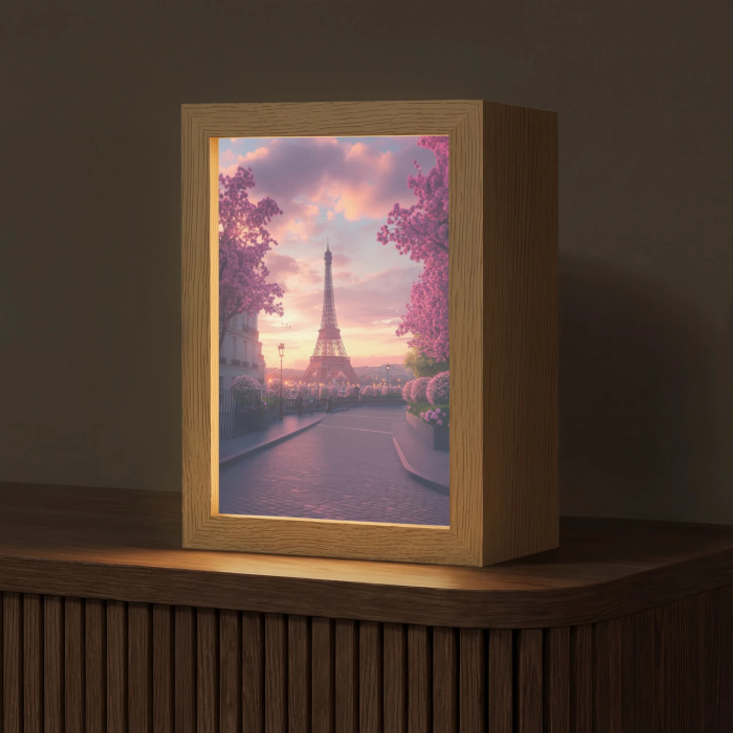 Eiffeltoren - Parijs - Roze Light Box met kabel (Tafellamp) klein -z3d_website