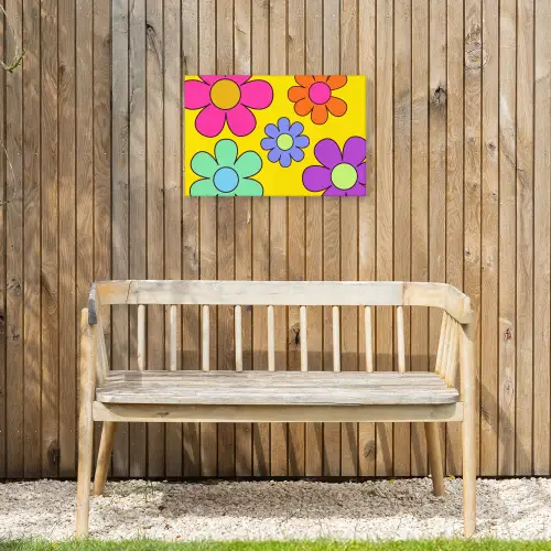 Bloemen - Illustratie - Kleurrijk Tuinposter op houten frame 2 cm dik klein -sfeer4