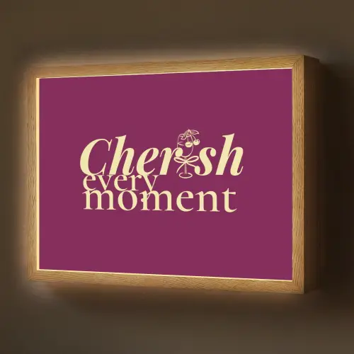 Cherish every moment - Cocktailglas - Bordeaux Light Box met batterij (Wandlamp) middel -z3d_website