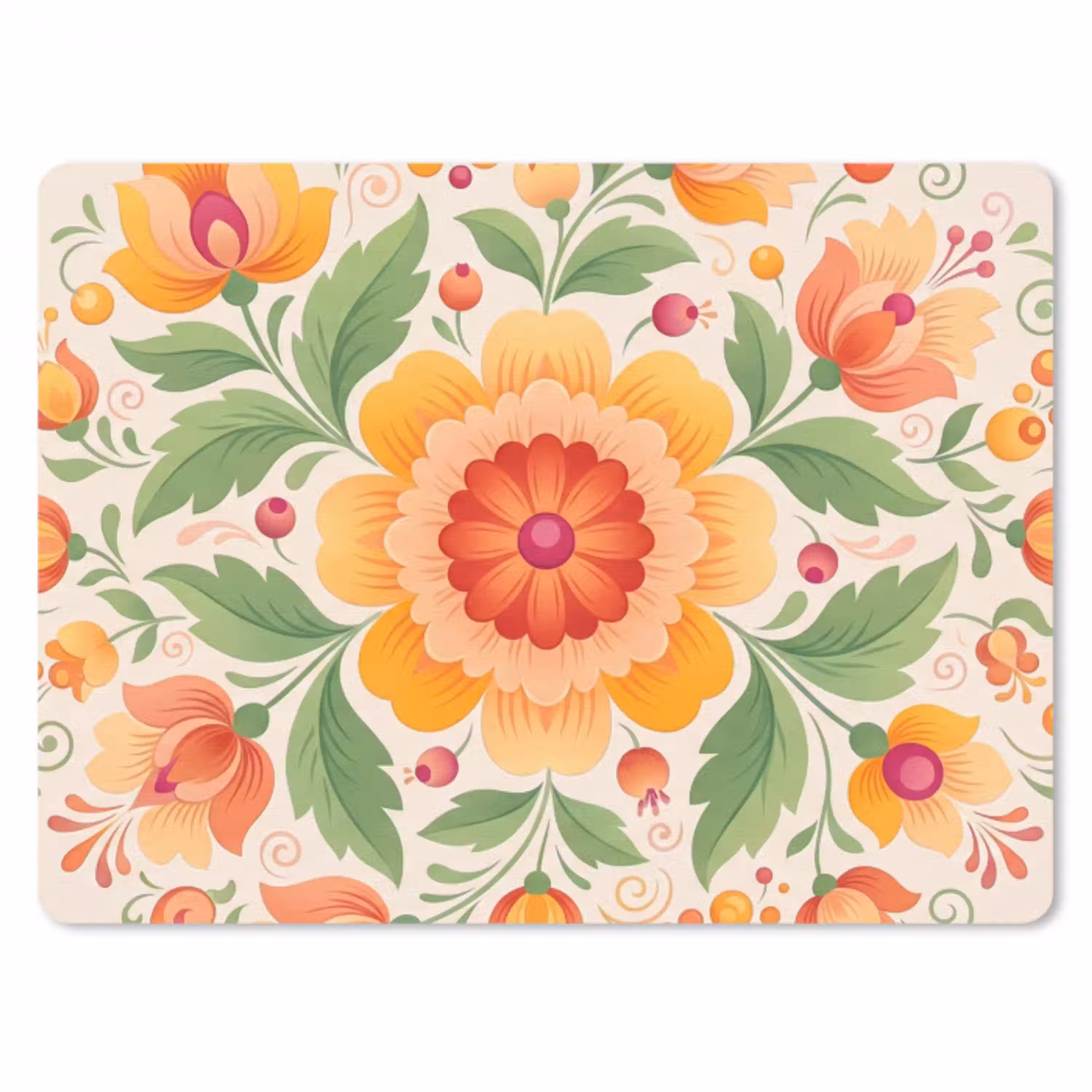 Bloemen - Patroon - Decoratief - Oranje muismat rubber klein -3d