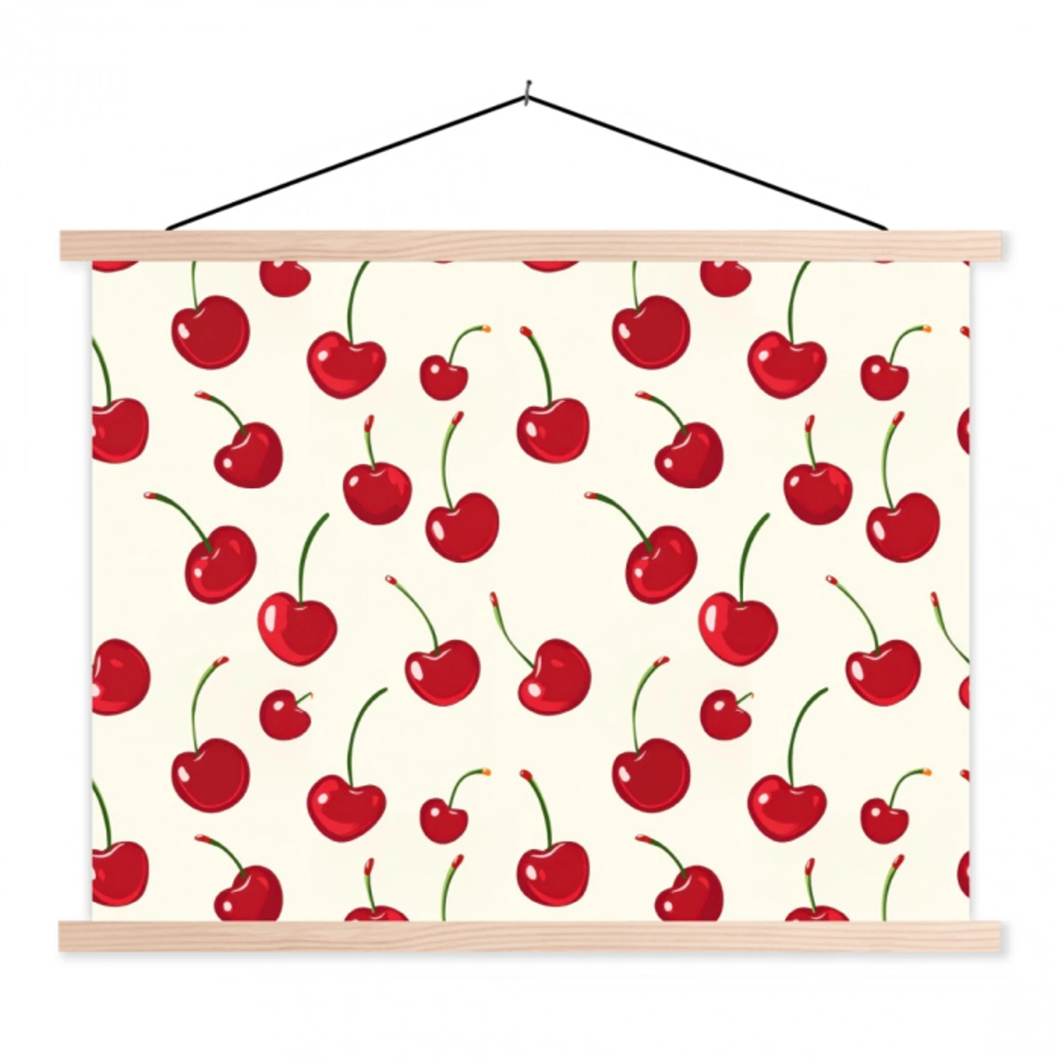 Kersen - Minimalistisch - Rood textielposter latten blank klein 122 -3d