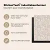 Bloemenprint - Grijs - Crème Inductie beschermer vinyl 3mm middel 274 -sfeer2