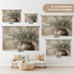 Olijfplant - Aardenpot - Abstract - Beige Wandkleed katoen klein -tsfeer8_DE