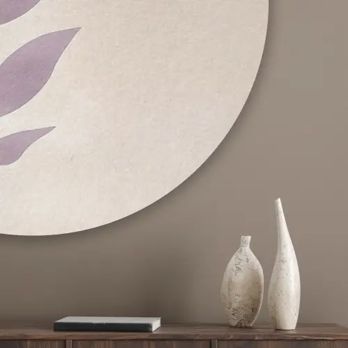 Tak - Bladeren - Minimalistisch - Beige Akoestische PET Vilt - Rond klein -sfeer5_closeup