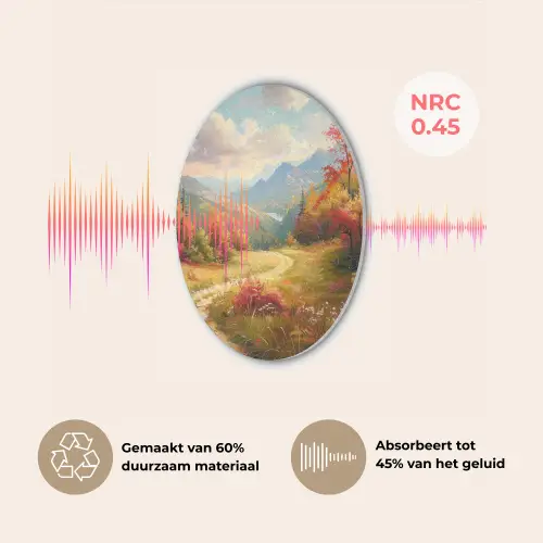 Landschap - Illustratie - Natuur Akoestische PET Vilt - Rond klein -USP_NL