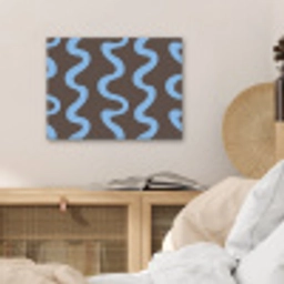 Kronkelende lijnen - Blauw - Bruin - Minimalistisch PET vilt klein 837 -sfeer3