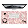 Doolhofpatroon - Roze - Wit - Abstract Muismat XXL klein 681 -3d