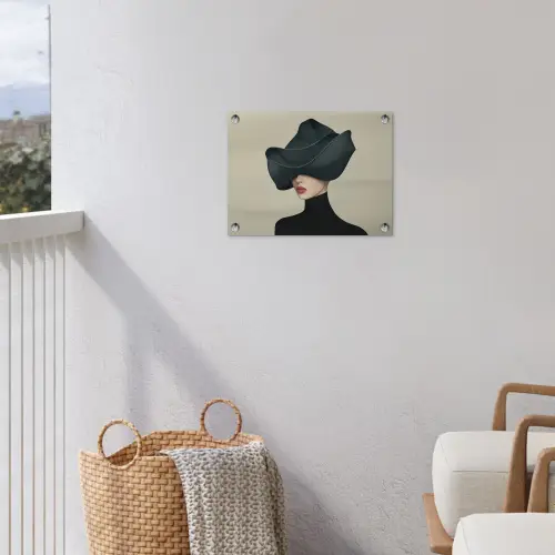 Vrouw - Groen - Hoed tuinposter los doek klein -sfeer8
