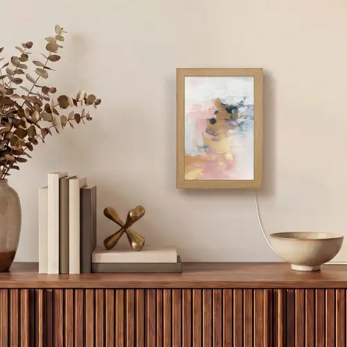 Abstract - Pastel kleuren - Goud - Modern - Aesthetic Light Box met kabel (Tafellamp) klein -sfeer2
