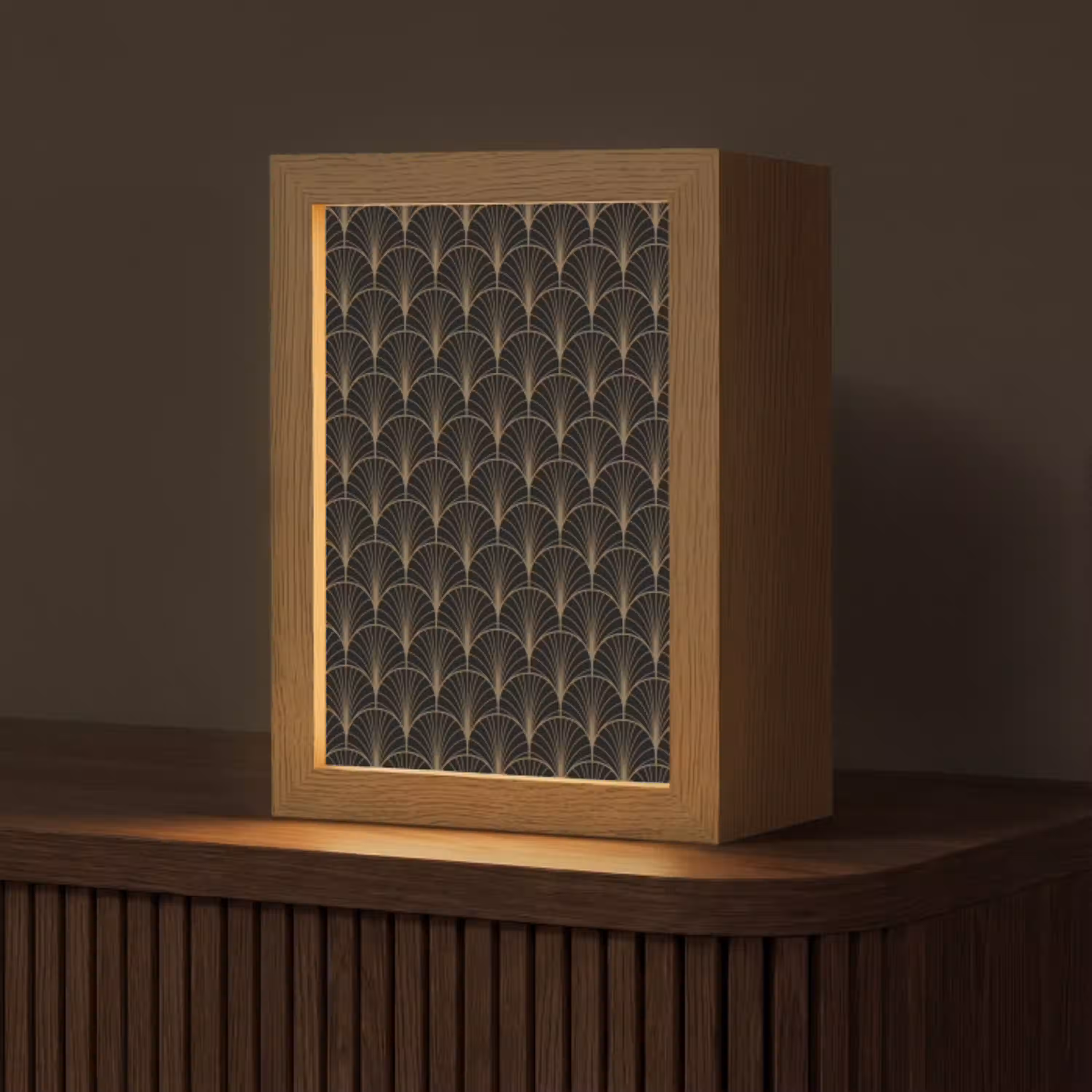 Gouden - Waaiers - Zwart Light Box met kabel (Tafellamp) klein 925 -z3d_website